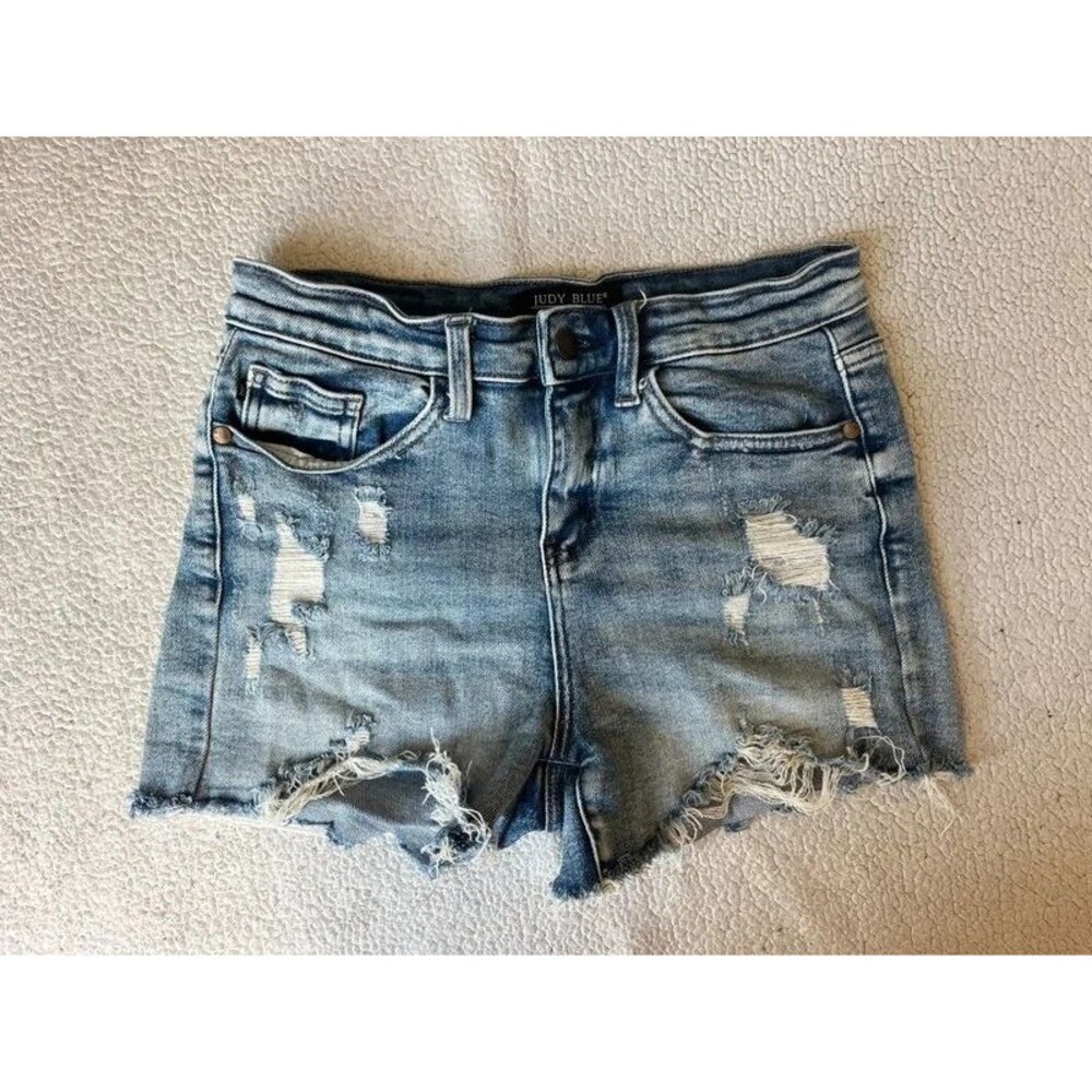 Judy Blue Hi Rise Destroyed Denim Shorts Womens Small